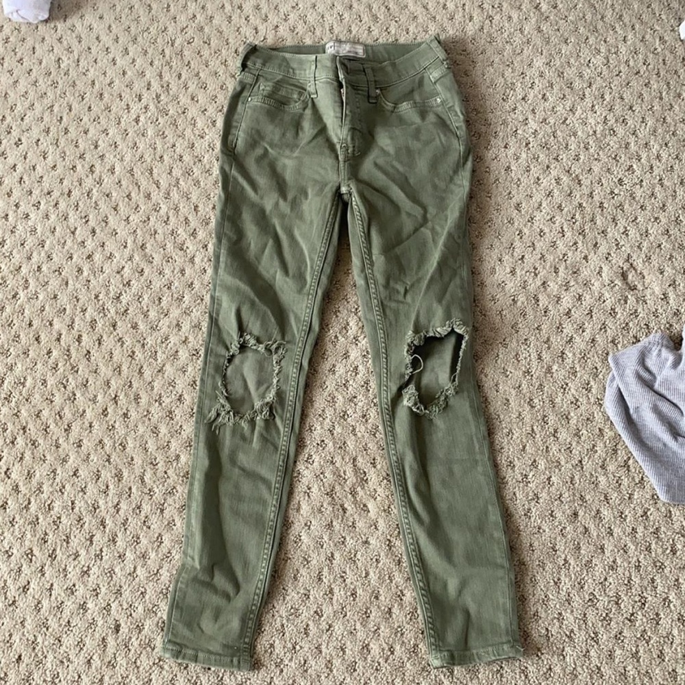 Free People army green skinny jeans